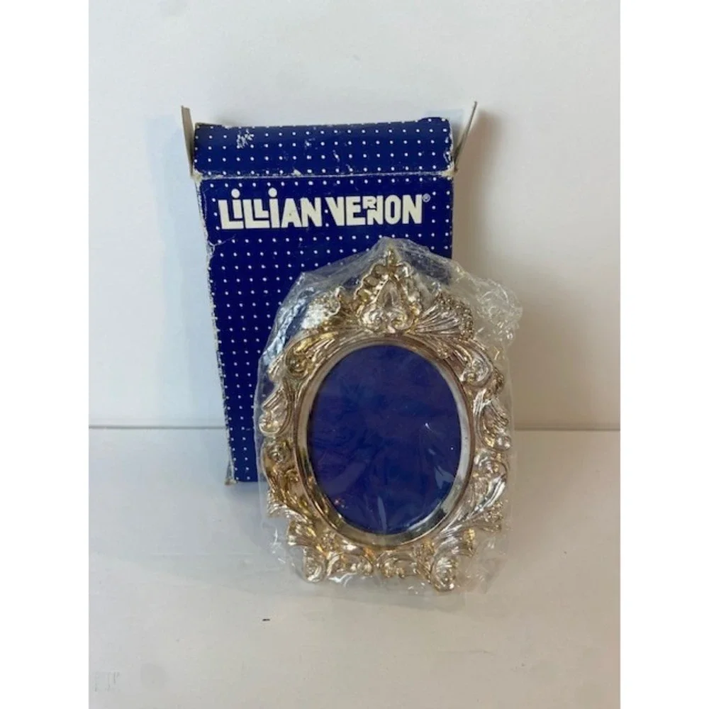 Lillian Vernon Silverplated Mini Photo Frame Set of 6 Vintage Baroque LV4501